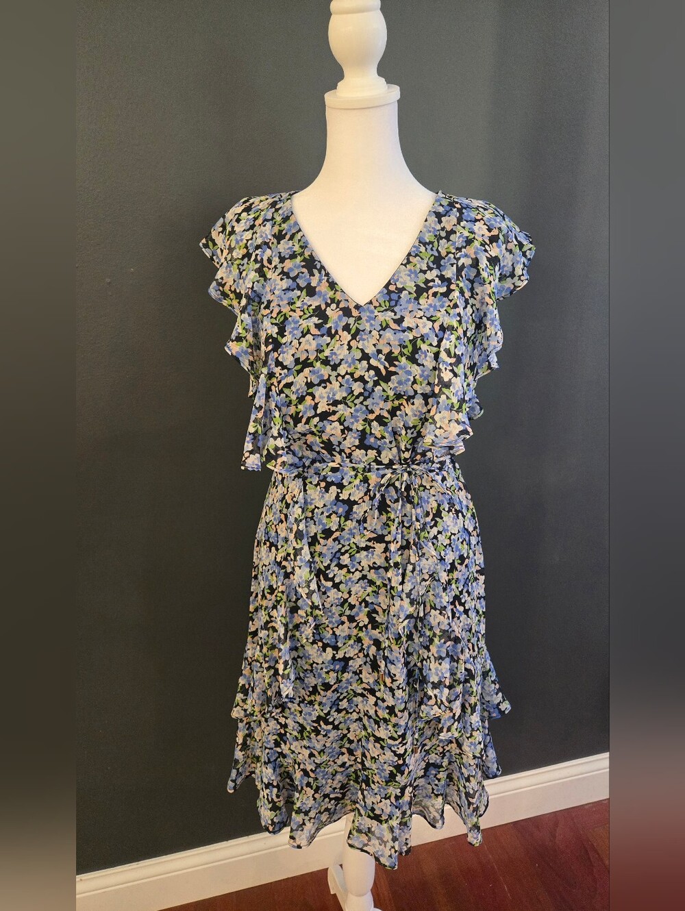 Tommy Hilfiger Floral Ruffle Chiffon Fit & Flare Dress